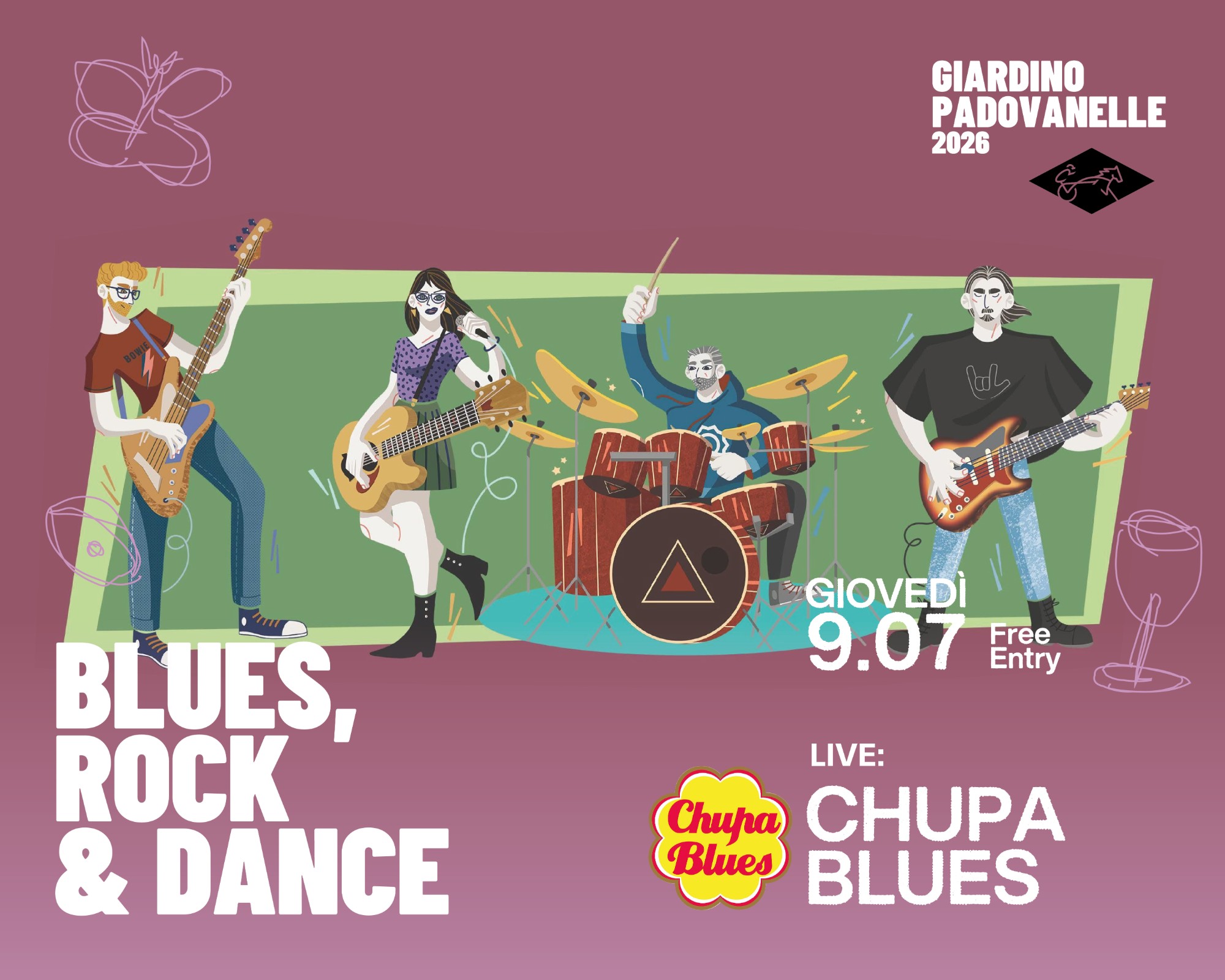 Chupa Blues live al Giardino Padovanelle — giovedì 9 luglio 2026